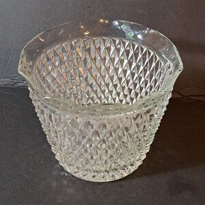 Vintage Indiana Glass Clear Diamond Point Ruffled Ice Bucket 5-3/8"